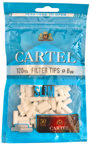 Filter tips  CARTEL 6/15 - 120 pcs.  + Rolling papers CARTEL Red short