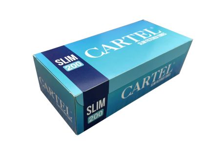 Cigarette tubes CARTEL 200 SLIM BLUE - white filter